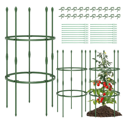 3-Pack Garden Trellis 60 Inch Tall Plant Support Stands with Clips and Ties-S - Green - Plant Supports
