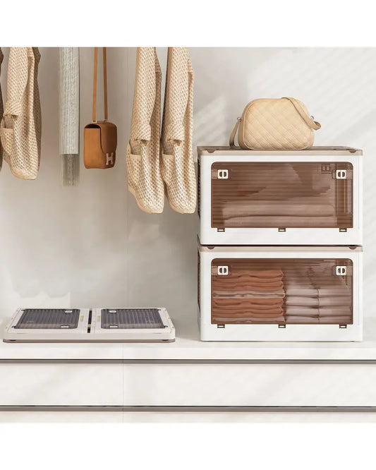 3-Pack Stackable Storage Bins with Lids with 5 Opening Ways-11.5 Gal - White - Cabinets & Chests