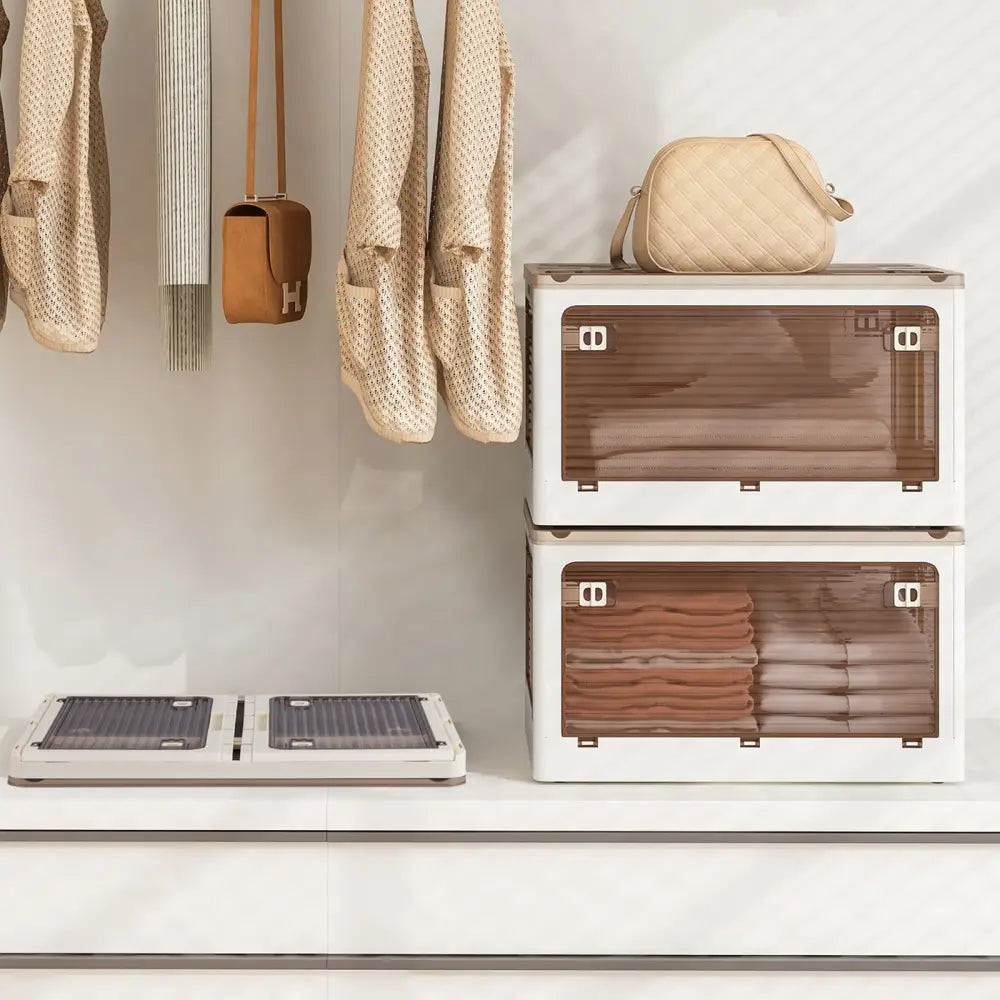 3-Pack Stackable Storage Bins with Lids with 5 Opening Ways-11.5 Gal - White - Cabinets & Chests