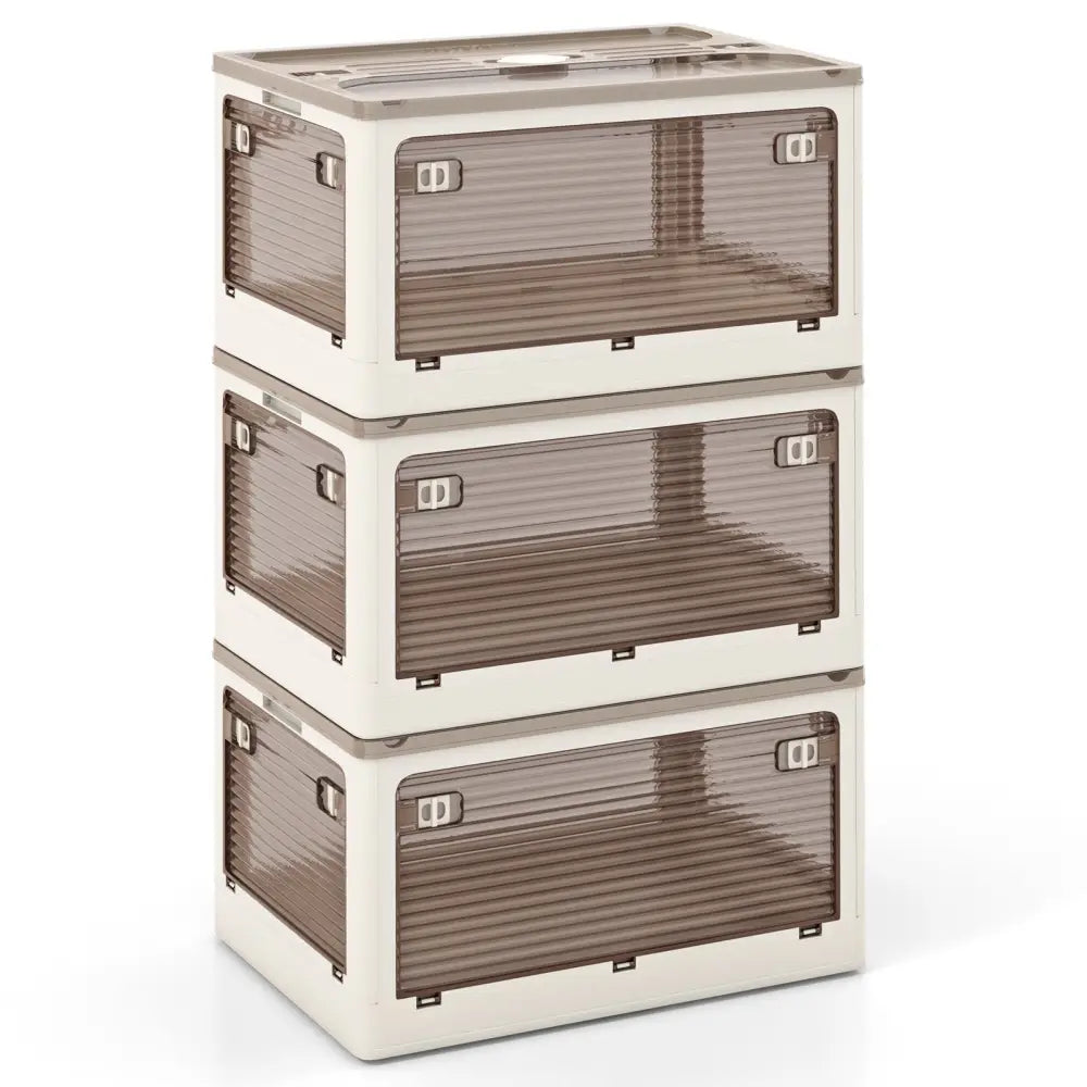 3-Pack Stackable Storage Bins with Lids with 5 Opening Ways-11.5 Gal Costway