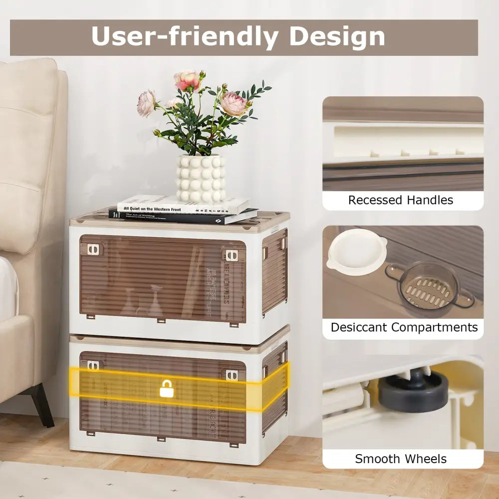 3-Pack Stackable Storage Bins with Lids with 5 Opening Ways-11.5 Gal - White - Cabinets & Chests