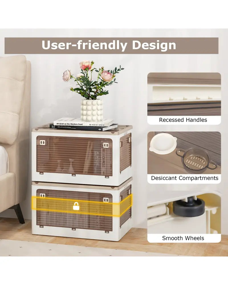 3-Pack Stackable Storage Bins with Lids with 5 Opening Ways-11.5 Gal - White - Cabinets & Chests