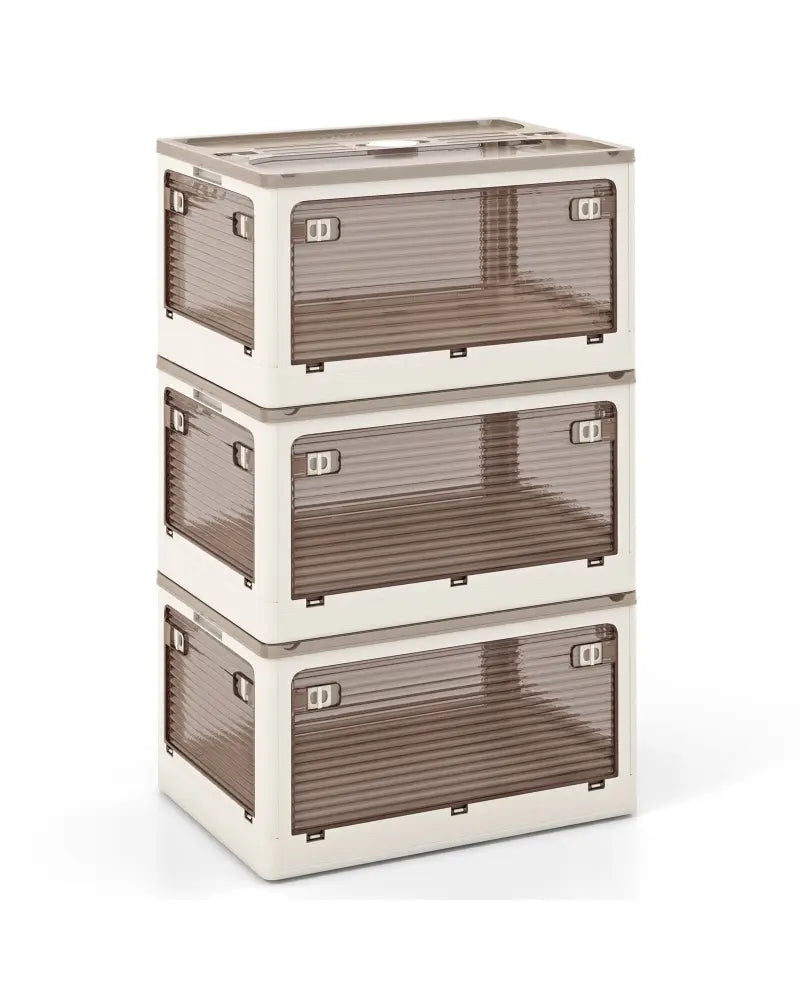 3-Pack Stackable Storage Bins with Lids with 5 Opening Ways-11.5 Gal - White - Cabinets & Chests