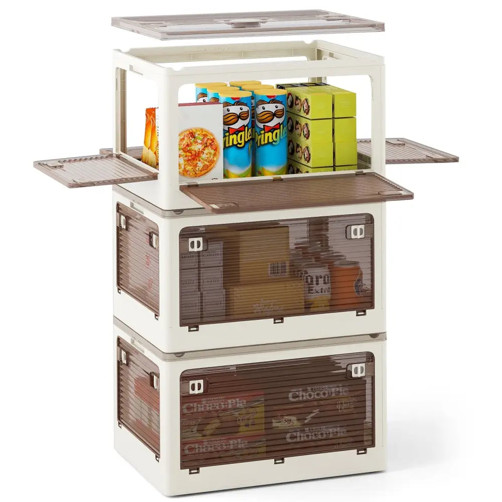 3-Pack Stackable Storage Bins with Lids with 5 Opening Ways-11.5 Gal Costway
