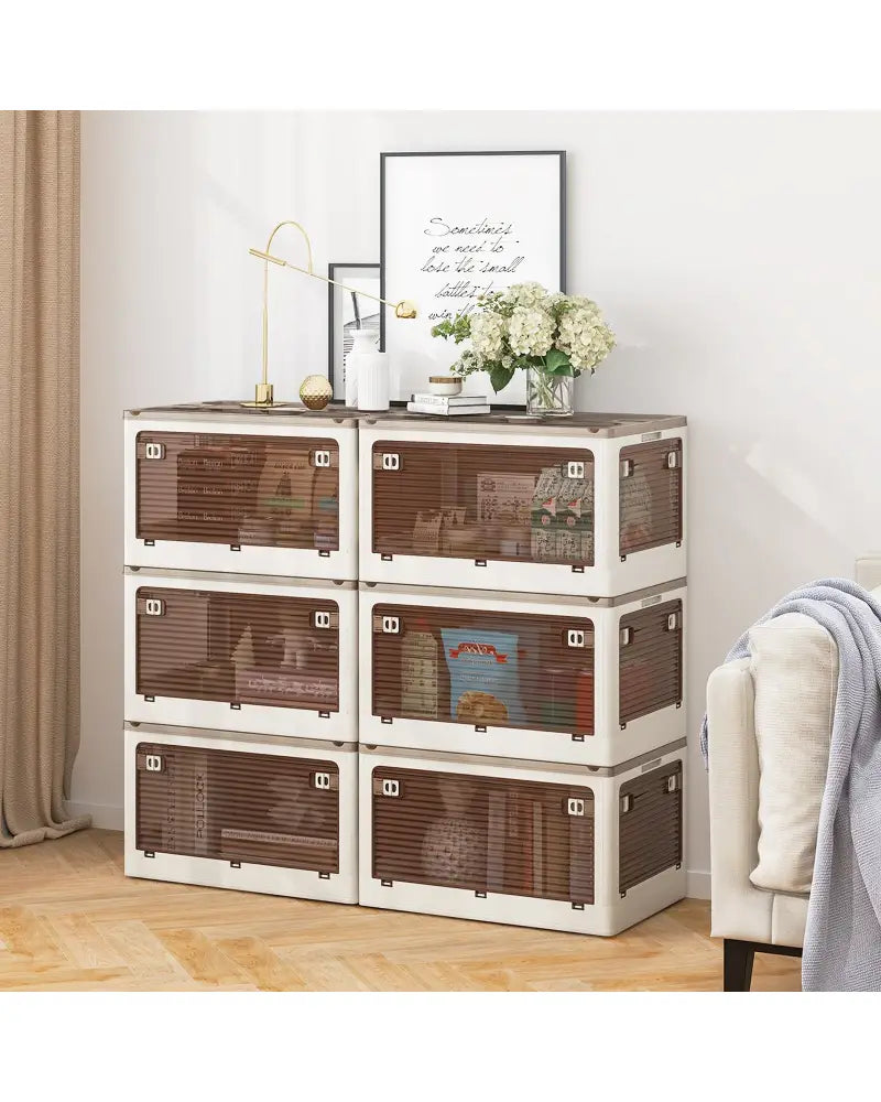 3-Pack Stackable Storage Bins with Lids with 5 Opening Ways-11.5 Gal - White - Cabinets & Chests