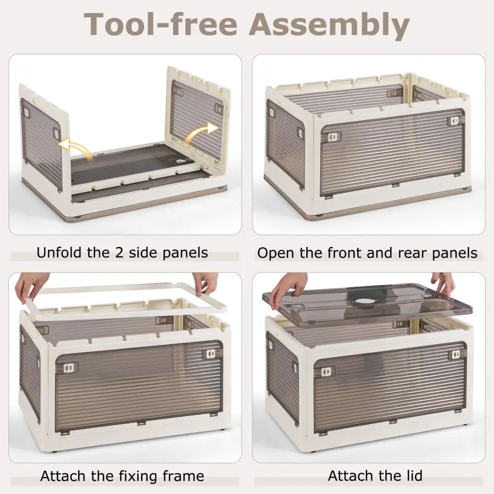 3-Pack Stackable Storage Bins with Lids with 5 Opening Ways-11.5 Gal - White - Cabinets & Chests