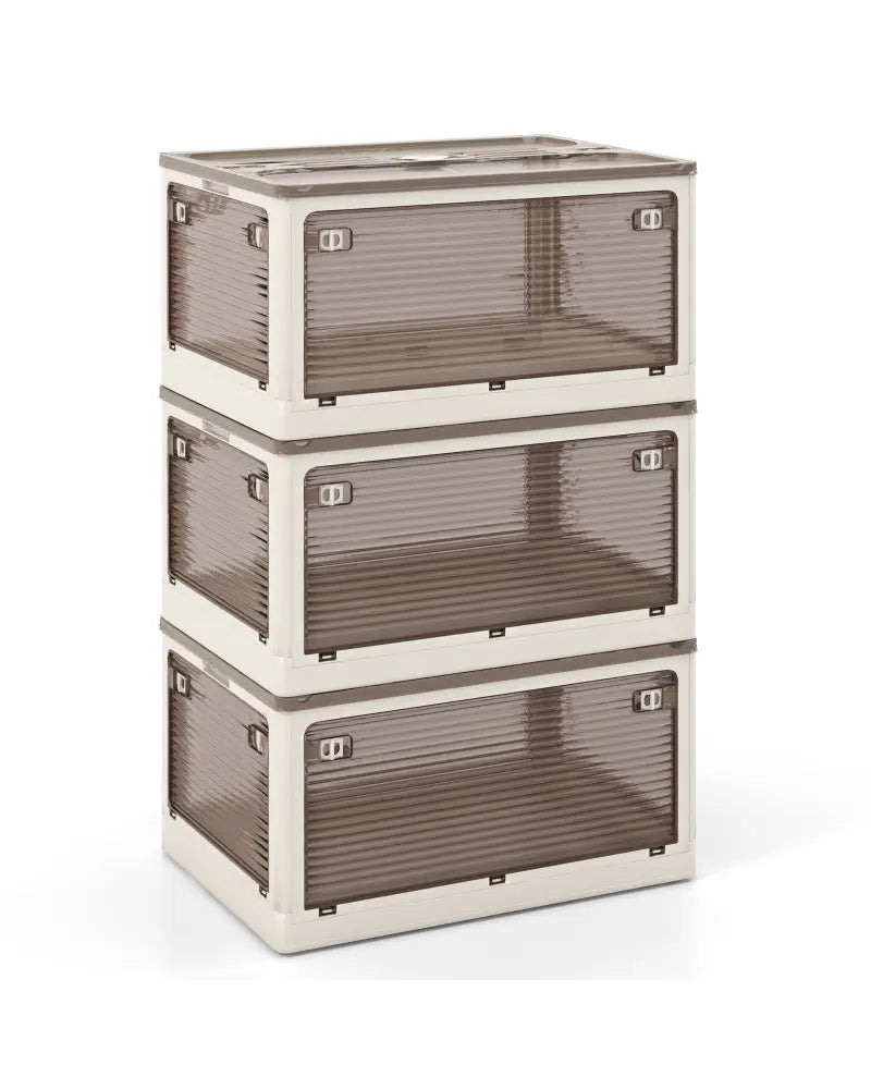 3-Pack Stackable Storage Bins with Lids with 5 Opening Ways-18 Gal - White - Cabinets & Chests