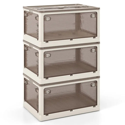 3-Pack Stackable Storage Bins with Lids with 5 Opening Ways-18 Gal Costway
