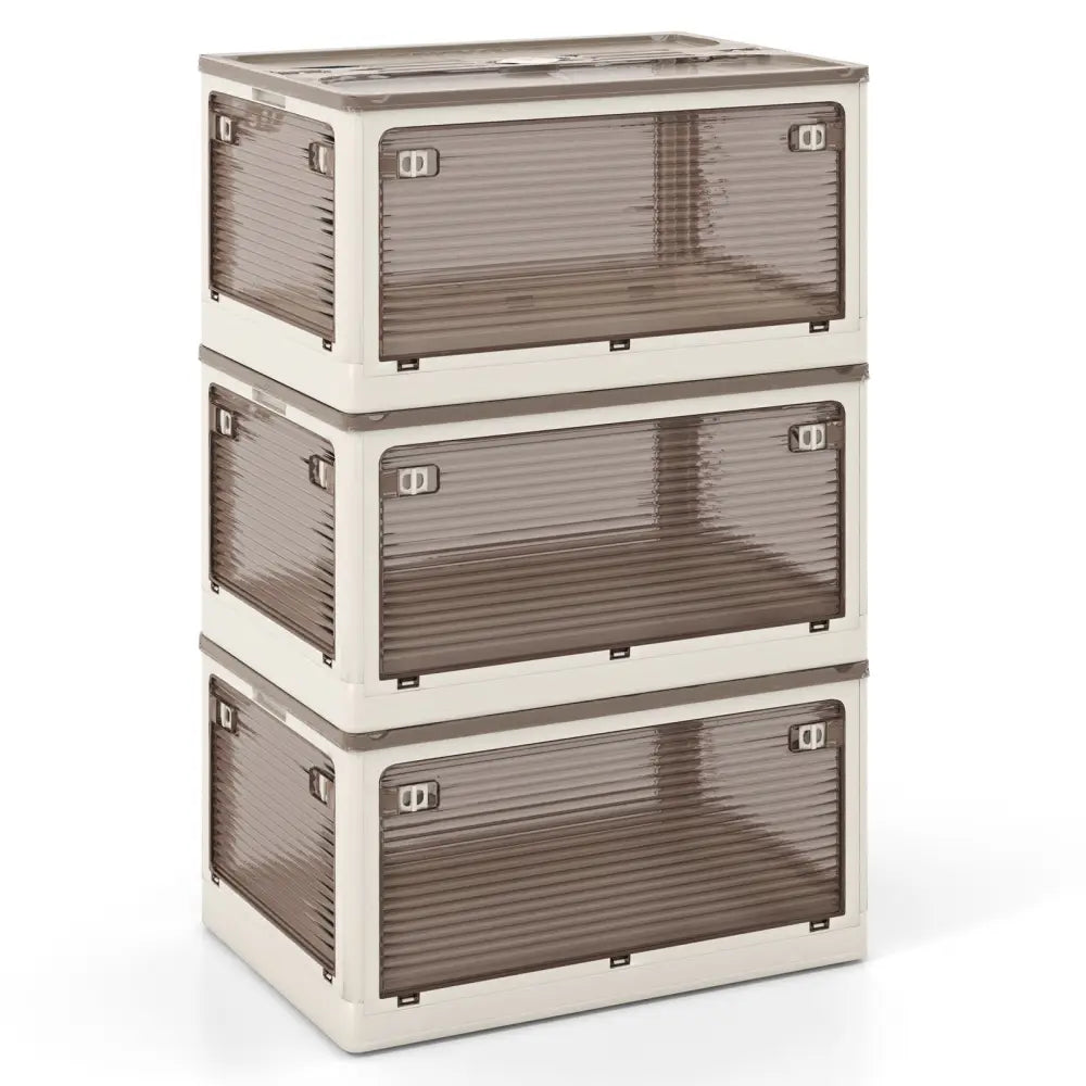 3-Pack Stackable Storage Bins with Lids with 5 Opening Ways-18 Gal Costway