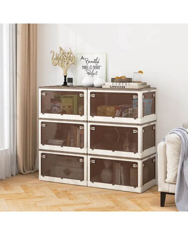 3-Pack Stackable Storage Bins with Lids with 5 Opening Ways-18 Gal - White - Cabinets & Chests