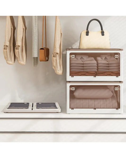 3-Pack Stackable Storage Bins with Lids with 5 Opening Ways-18 Gal - White - Cabinets & Chests