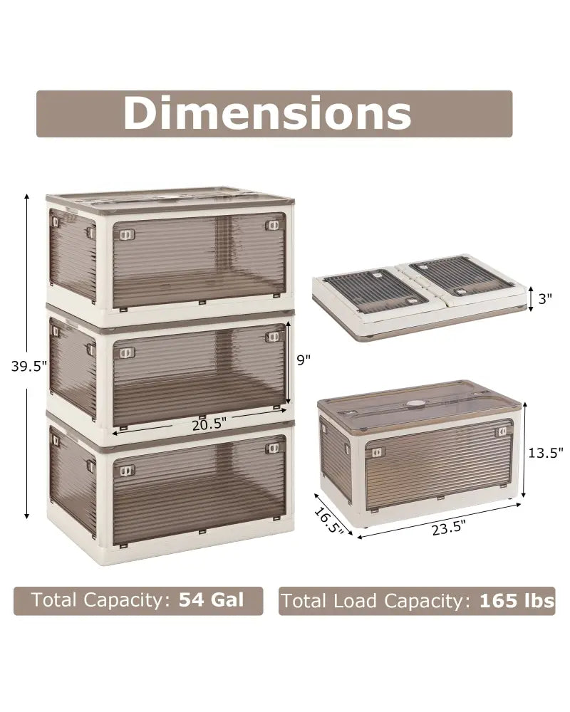 3-Pack Stackable Storage Bins with Lids with 5 Opening Ways-18 Gal - White - Cabinets & Chests