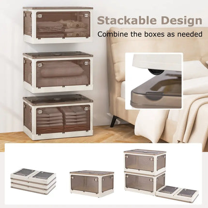 3-Pack Stackable Storage Bins with Lids with 5 Opening Ways-18 Gal Costway