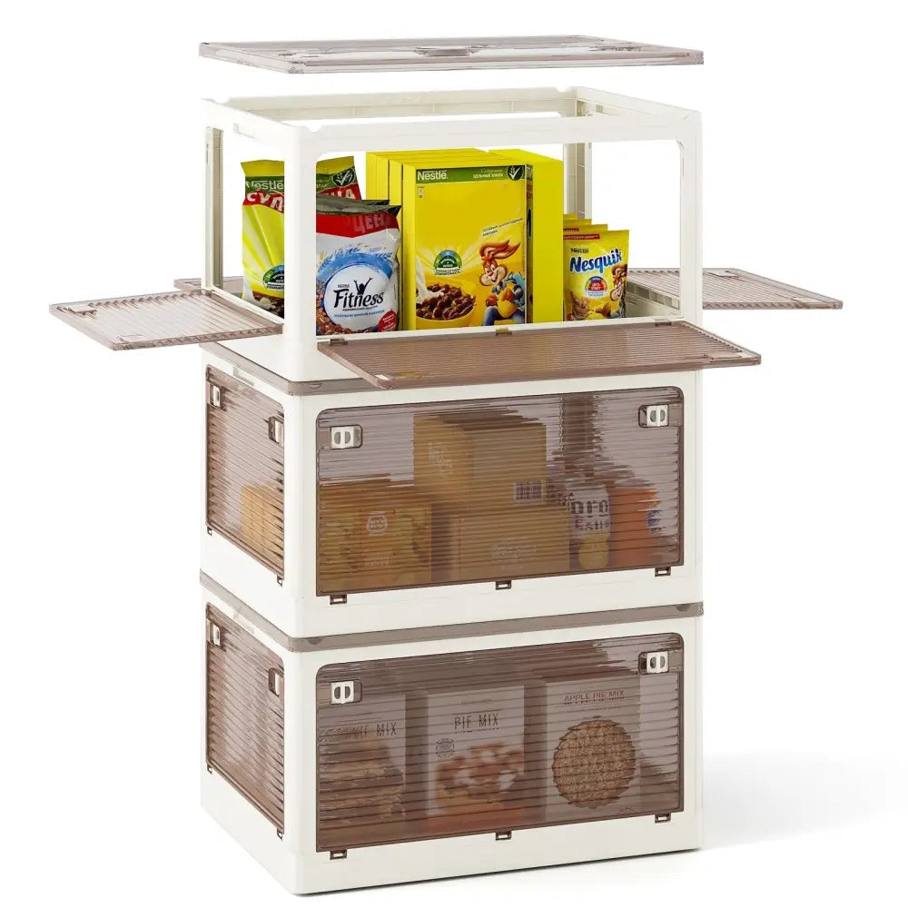 3-Pack Stackable Storage Bins with Lids with 5 Opening Ways-18 Gal Costway