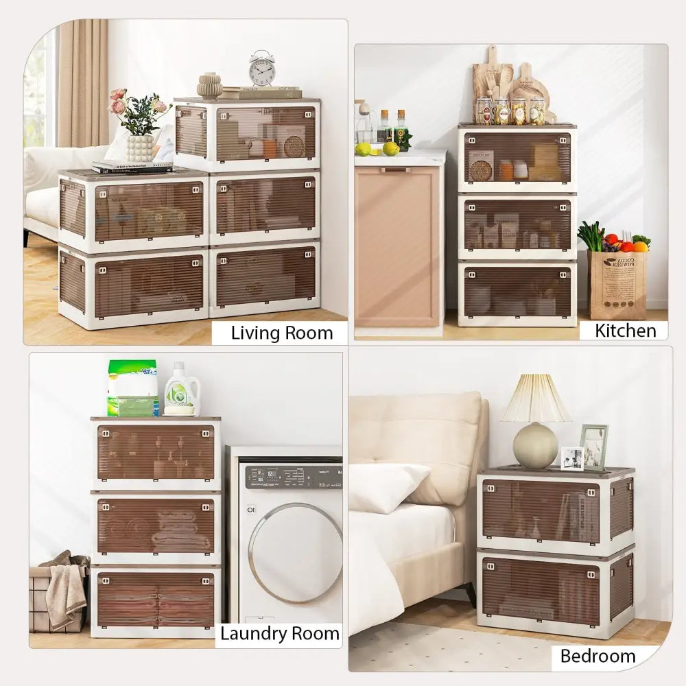 3-Pack Stackable Storage Bins with Lids with 5 Opening Ways-18 Gal Costway