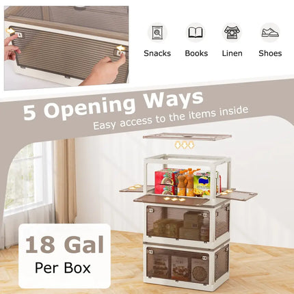 3-Pack Stackable Storage Bins with Lids with 5 Opening Ways-18 Gal Costway
