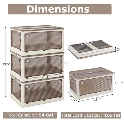 3-Pack Stackable Storage Bins with Lids with 5 Opening Ways-18 Gal Costway
