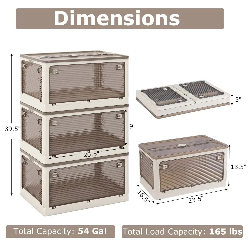 3-Pack Stackable Storage Bins with Lids with 5 Opening Ways-18 Gal Costway