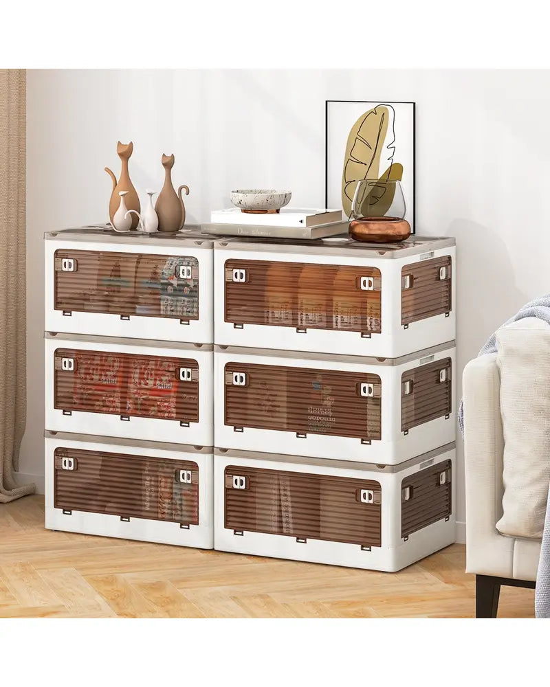 3-Pack Stackable Storage Bins with Lids with 5 Opening Ways-8 Gal - White - Cabinets & Chests