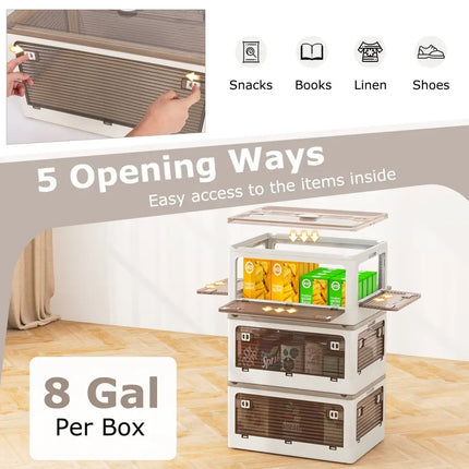 3-Pack Stackable Storage Bins with Lids with 5 Opening Ways-8 Gal Costway