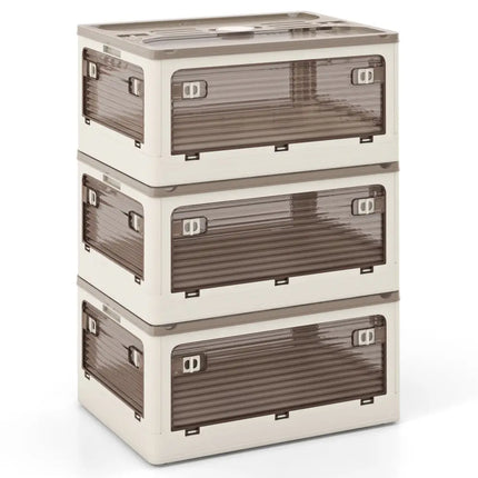 3-Pack Stackable Storage Bins with Lids with 5 Opening Ways-8 Gal Costway