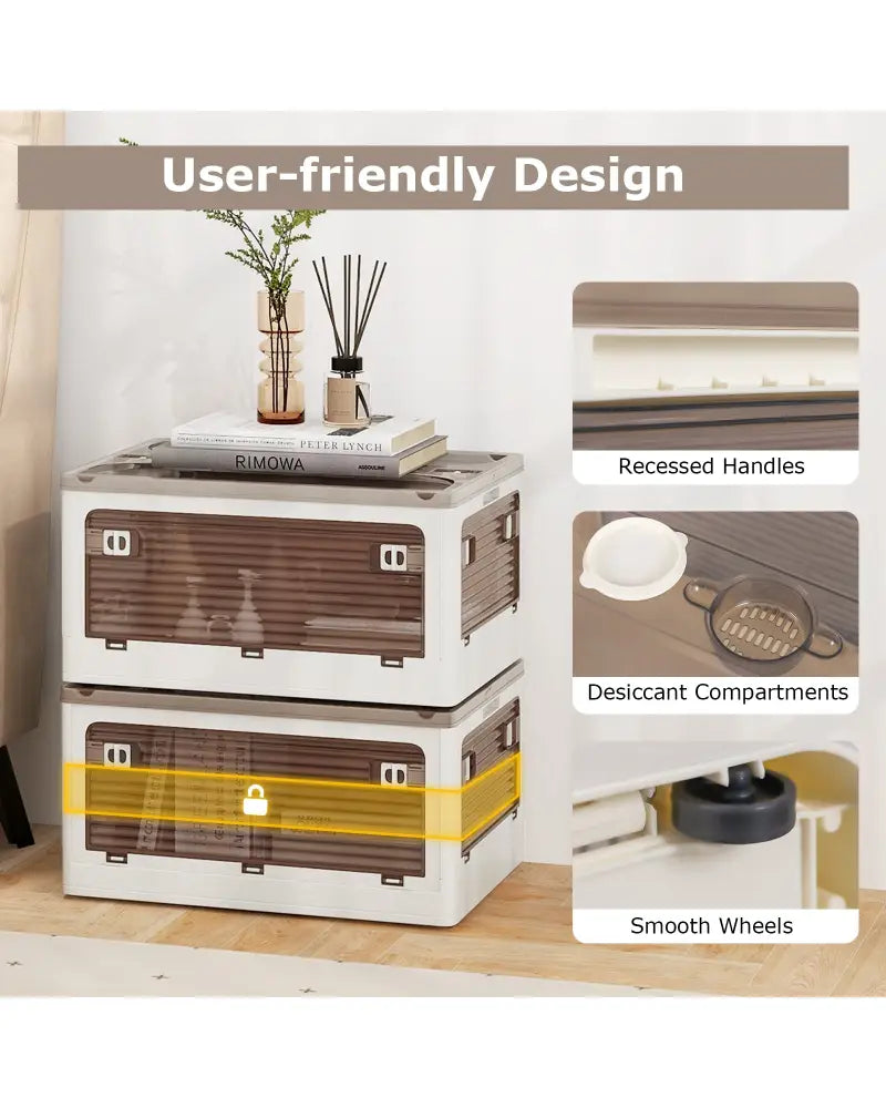 3-Pack Stackable Storage Bins with Lids with 5 Opening Ways-8 Gal - White - Cabinets & Chests
