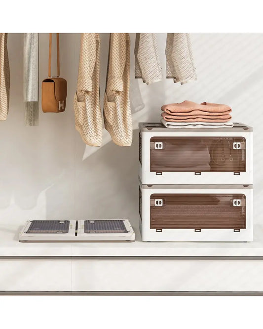 3-Pack Stackable Storage Bins with Lids with 5 Opening Ways-8 Gal - White - Cabinets & Chests