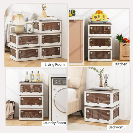 3-Pack Stackable Storage Bins with Lids with 5 Opening Ways-8 Gal Costway