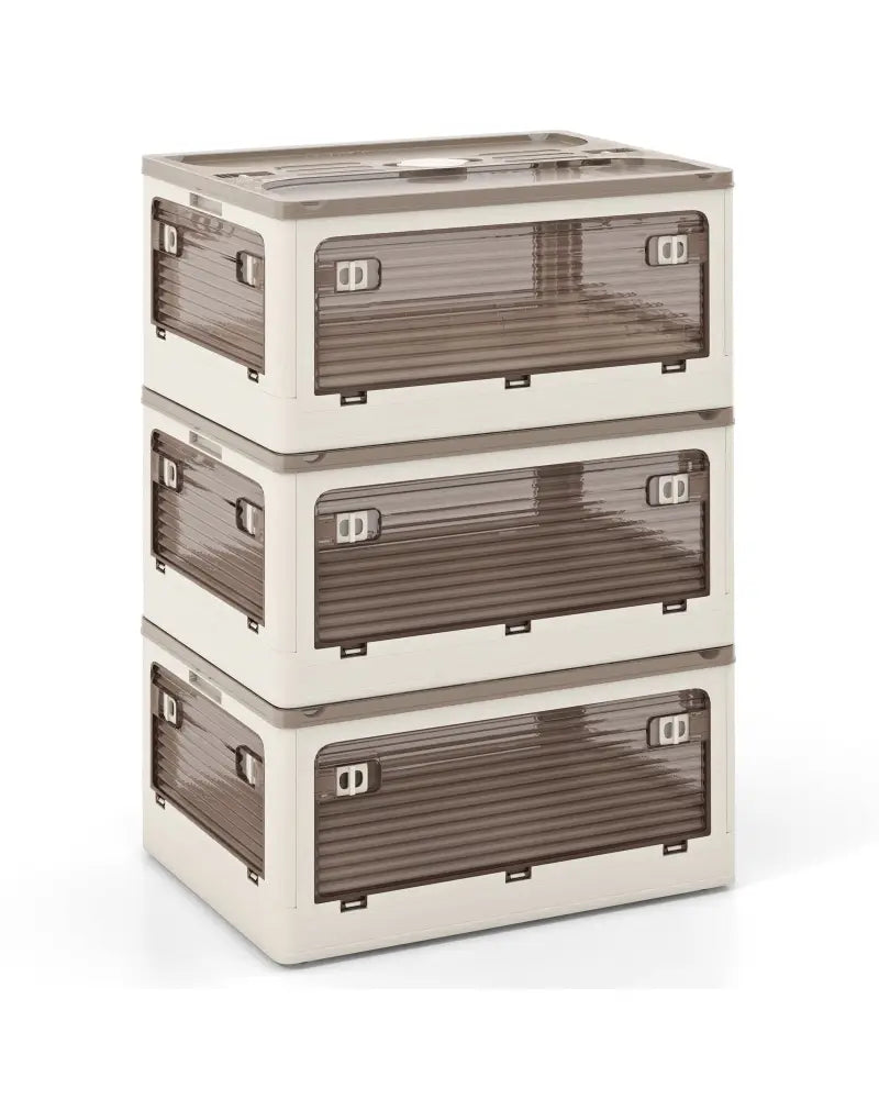 3-Pack Stackable Storage Bins with Lids with 5 Opening Ways-8 Gal - White - Cabinets & Chests