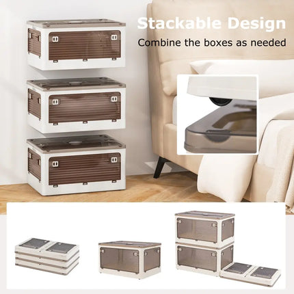 3-Pack Stackable Storage Bins with Lids with 5 Opening Ways-8 Gal Costway