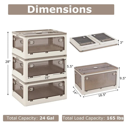 3-Pack Stackable Storage Bins with Lids with 5 Opening Ways-8 Gal Costway