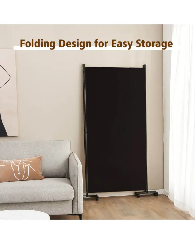 3 Panel Folding Room Divider with Lockable Wheels-Brown - Brown - Room Dividers