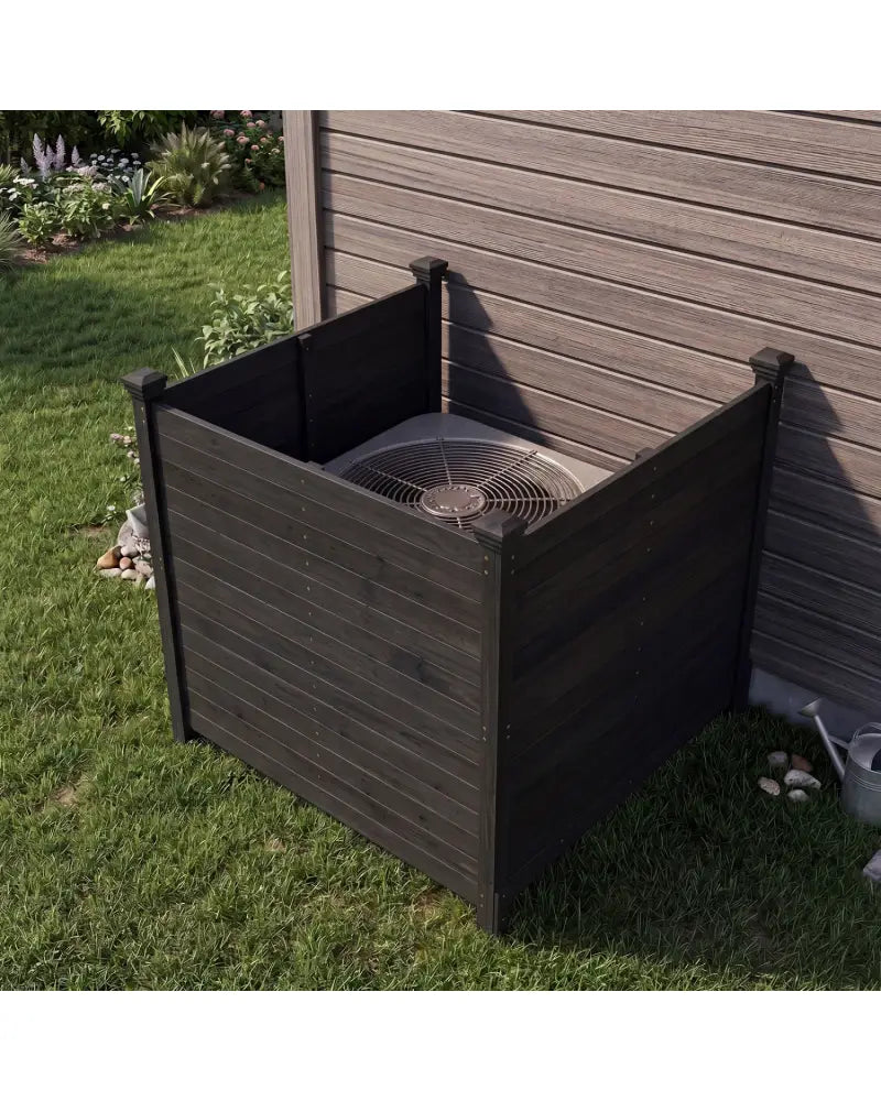 3-Panel Outdoor Privacy Air Conditioner Fence for Outside-Black - Black - Outdoor Privacy Screens