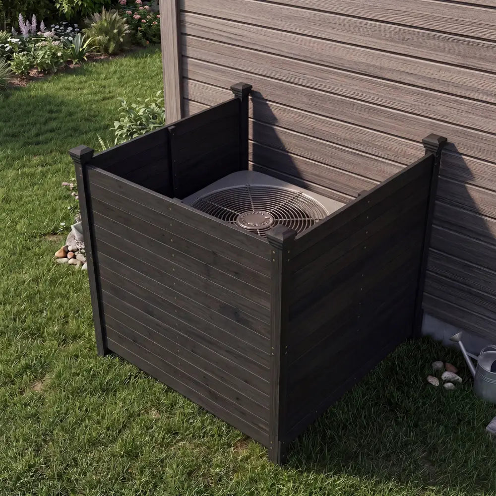 3-Panel Outdoor Privacy Air Conditioner Fence for Outside-Black - Black - Outdoor Privacy Screens