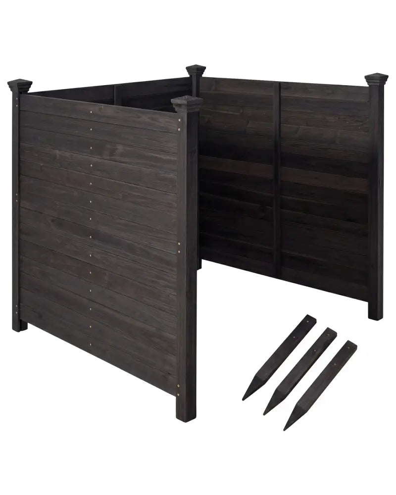 3-Panel Outdoor Privacy Air Conditioner Fence for Outside-Black - Black - Outdoor Privacy Screens