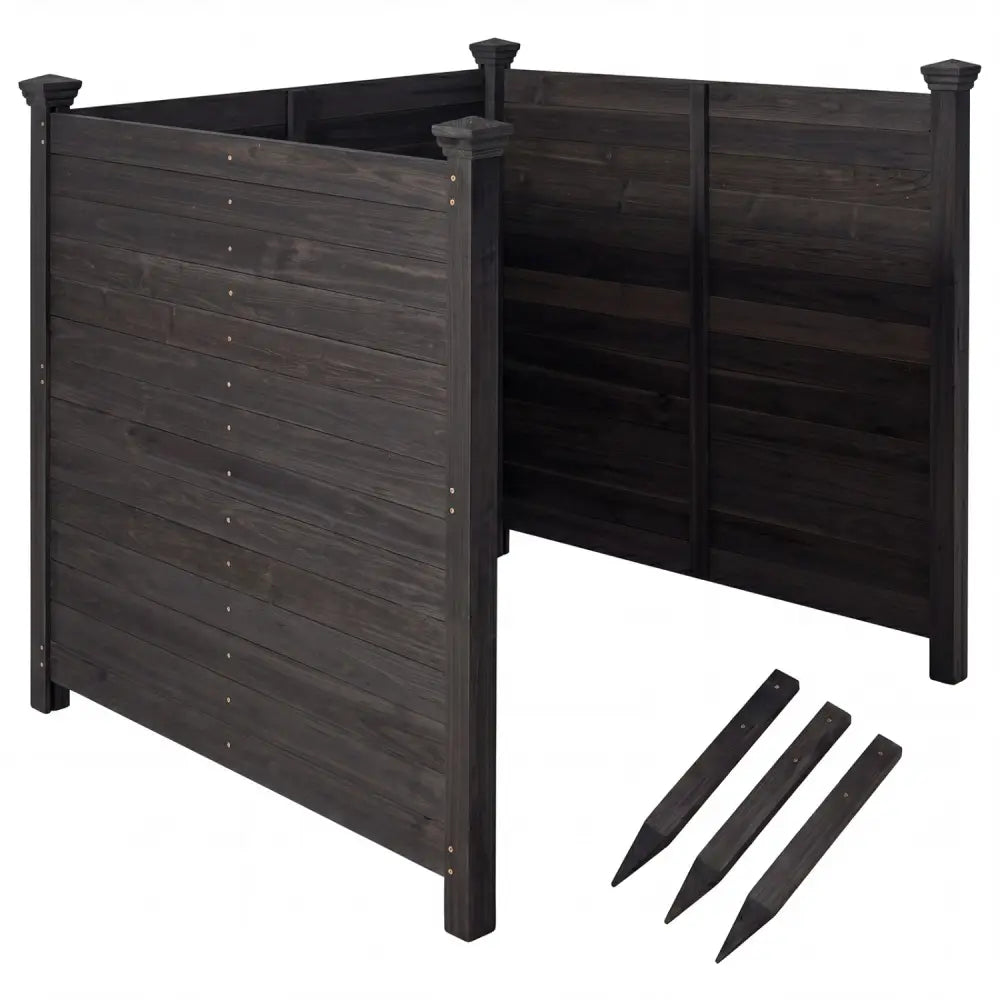 3-Panel Outdoor Privacy Air Conditioner Fence for Outside-Black - Black - Outdoor Privacy Screens