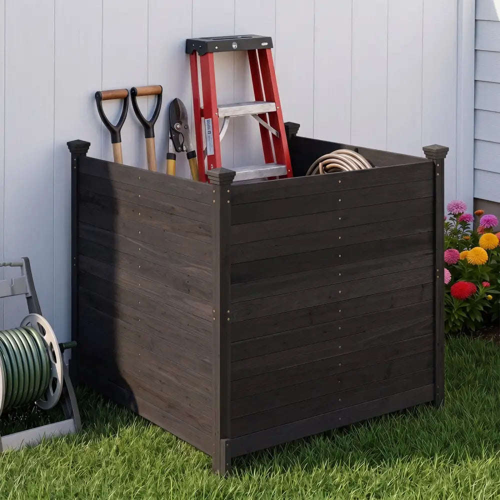 3-Panel Outdoor Privacy Air Conditioner Fence for Outside-Black - Black - Outdoor Privacy Screens