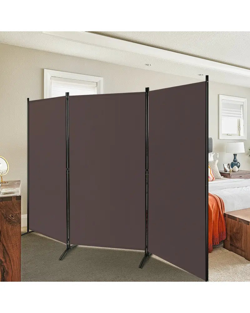 3-Panel Room Divider Folding Privacy Partition Screen for Office Room-Brown - Brown - Room Dividers