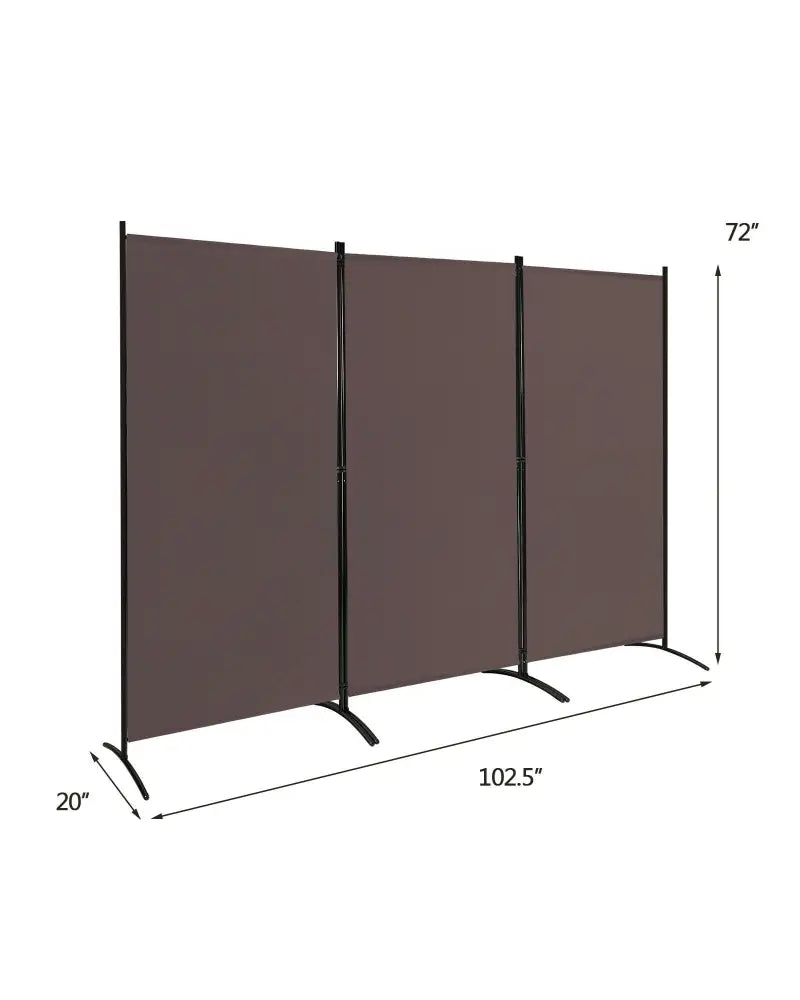 3-Panel Room Divider Folding Privacy Partition Screen for Office Room-Brown - Brown - Room Dividers