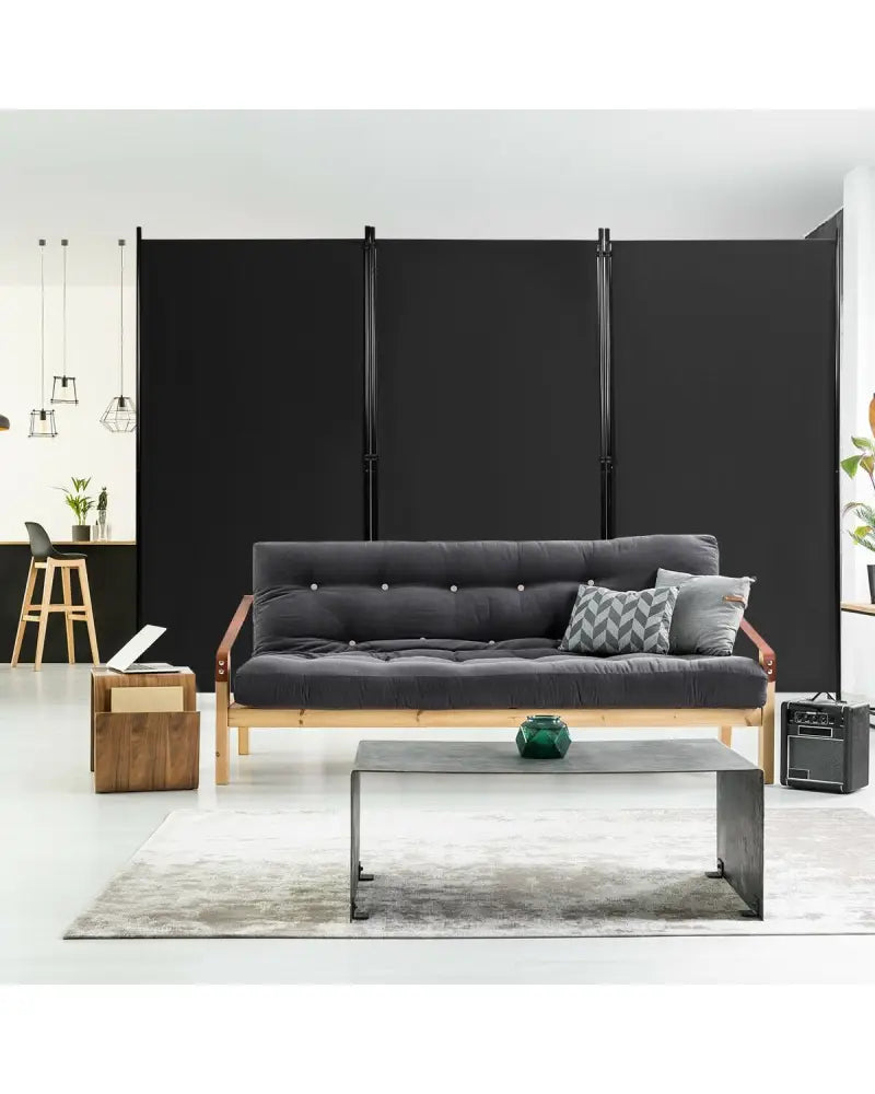 3-Panel Room Divider Folding Privacy Partition Screen for Office Room-Black - Black - Room Dividers