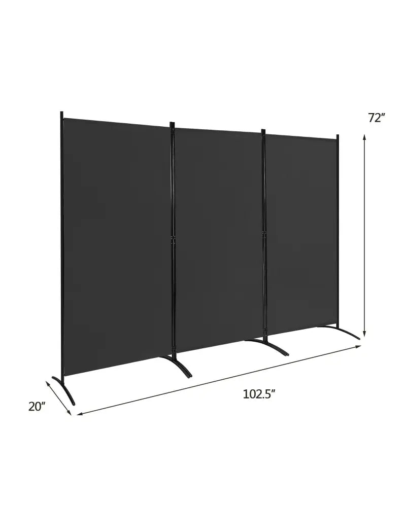 3-Panel Room Divider Folding Privacy Partition Screen for Office Room-Black - Black - Room Dividers
