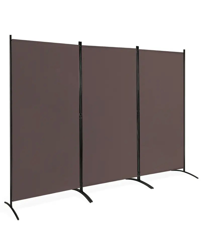 3-Panel Room Divider Folding Privacy Partition Screen for Office Room-Brown - Brown - Room Dividers