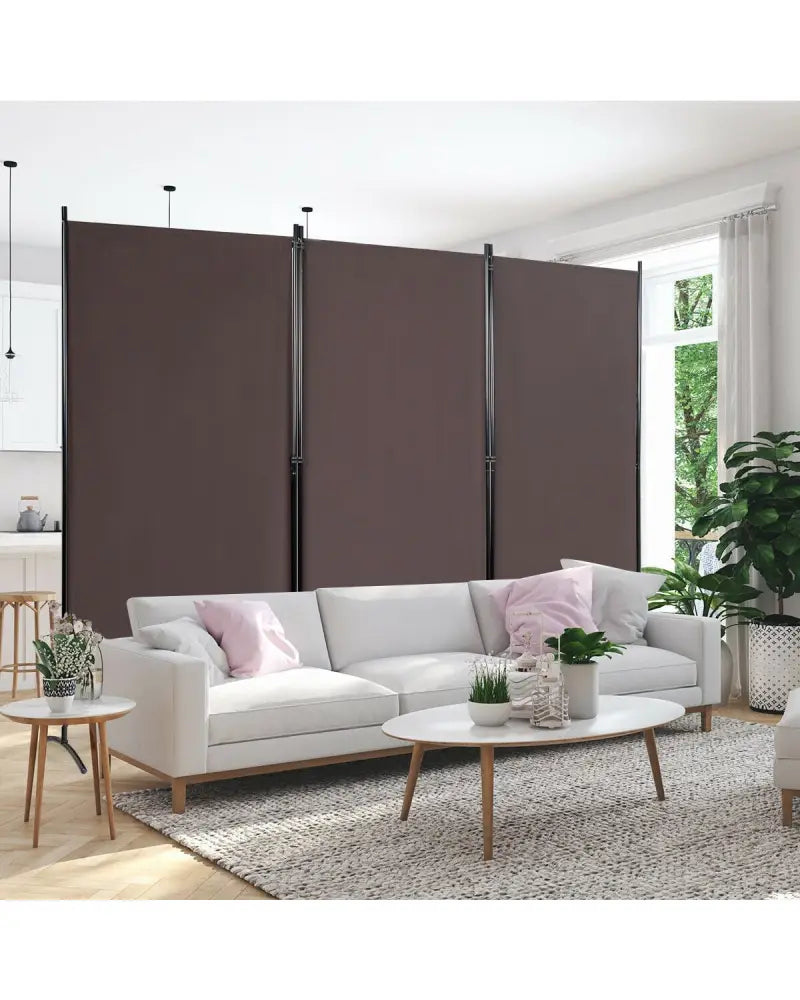 3-Panel Room Divider Folding Privacy Partition Screen for Office Room-Brown - Brown - Room Dividers
