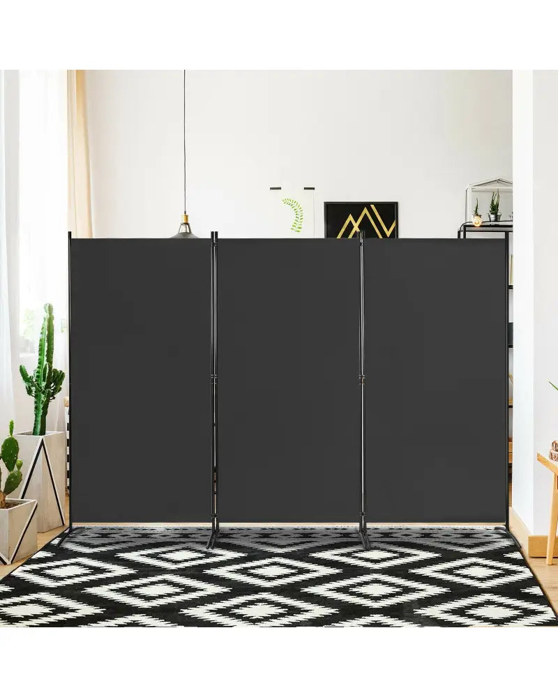 3-Panel Room Divider Folding Privacy Partition Screen for Office Room-Black - Black - Room Dividers