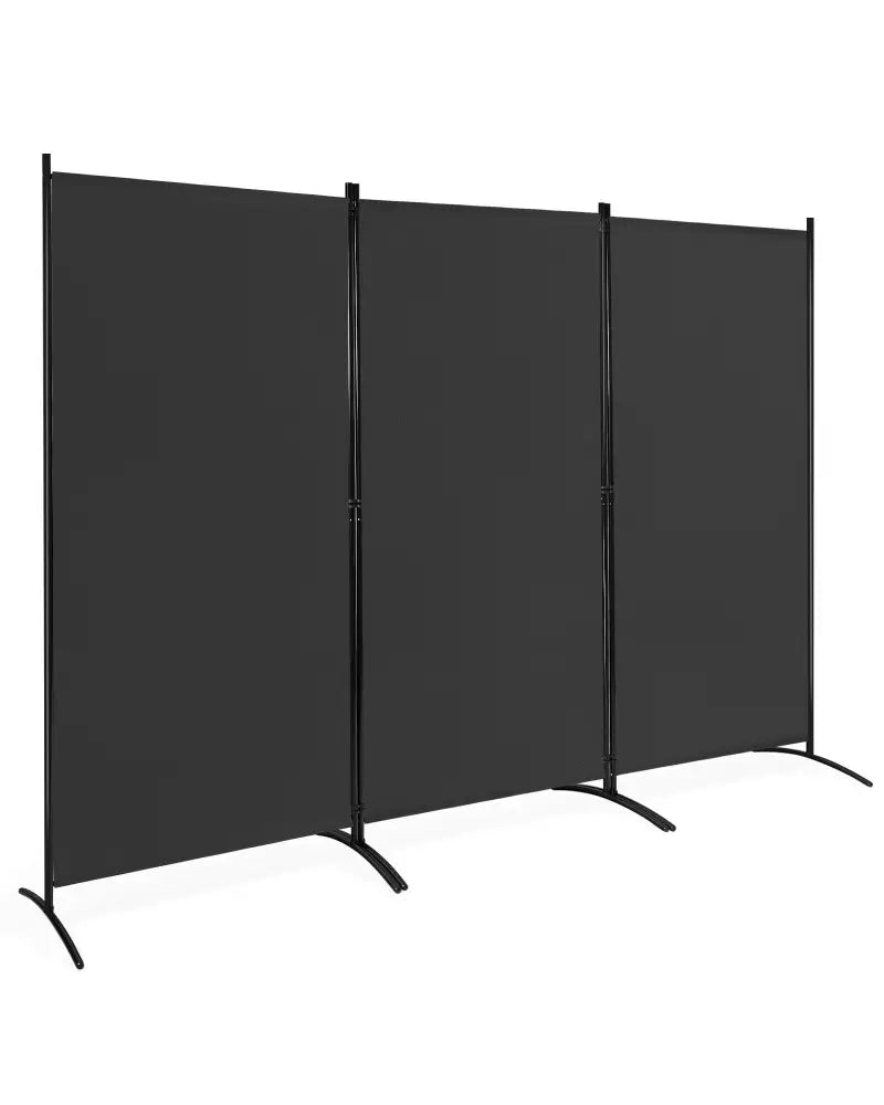 3-Panel Room Divider Folding Privacy Partition Screen for Office Room-Black - Black - Room Dividers
