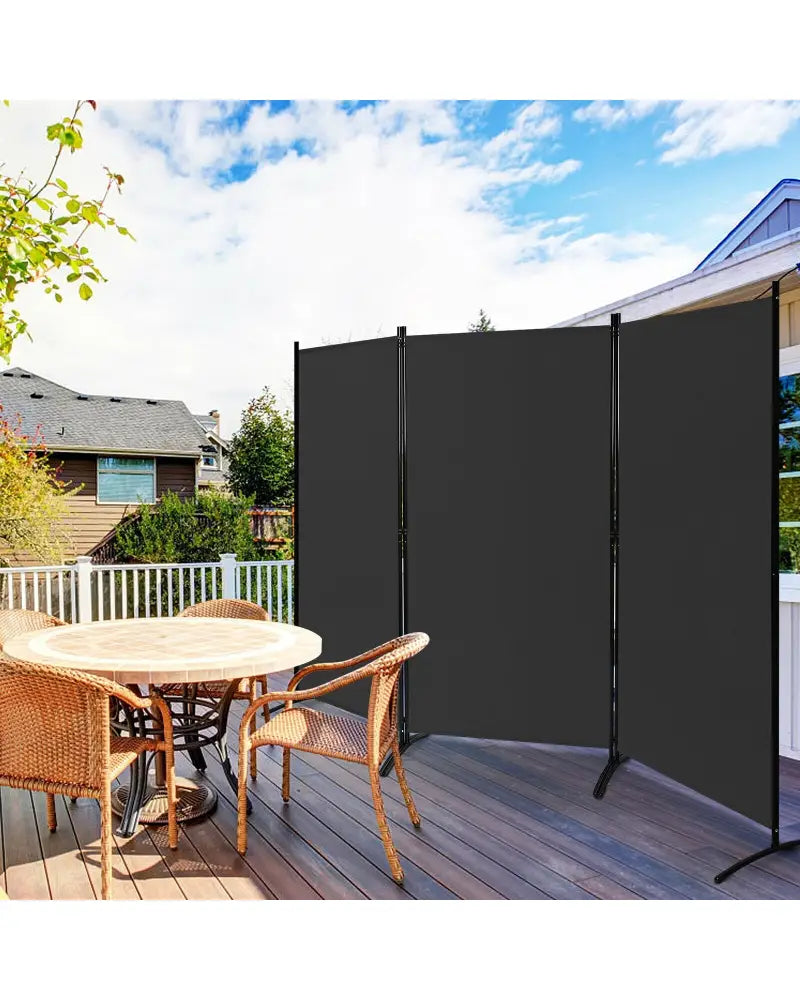 3-Panel Room Divider Folding Privacy Partition Screen for Office Room-Black - Black - Room Dividers