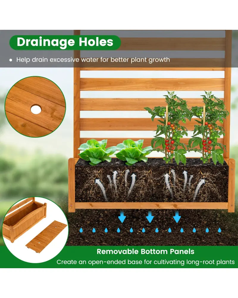 3-Panel Wood Air Conditioner Fence with Planter Box Freestanding Privacy Screen-Yellow - Yellow - Raised Garden Beds