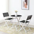 3 PCS Folding Bistro Table Chairs Set Garden Backyard Patio Furniture Black New-Black - Black - Patio Conversation Sets