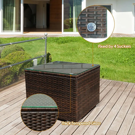 3 Pcs Patio Conversation Rattan Furniture Set with Cushion-Beige - Beige - Patio Conversation Sets