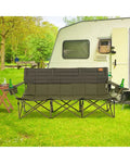 3 Person Folding Camping Chair with 2 Cup Holders Cotton Padding & Storage Bag-Green - Green - Camping Furniture
